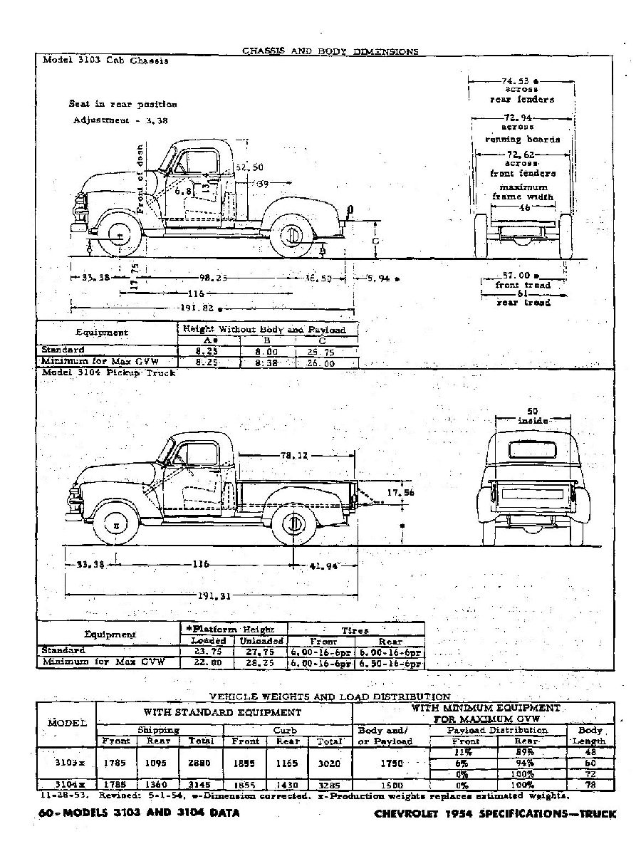 1954 Chevrolet Specifications - Trucks 1937 chevy truck wiring diagram 